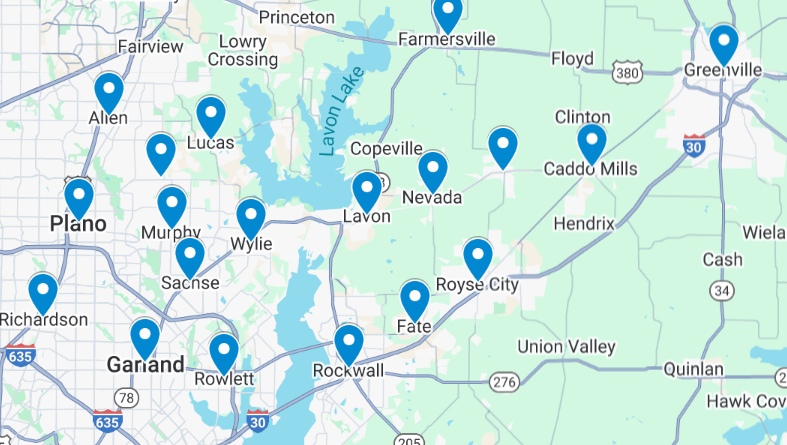 Rhead Plumbing service area map